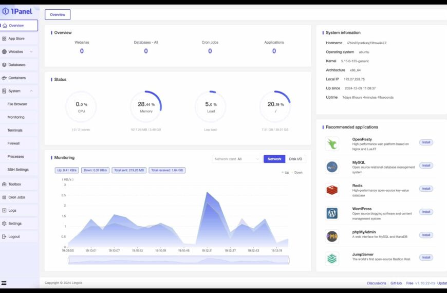 1Panel: De Open Source Webpanel dat Serverbeheer op Linux Eenvoudig Maakt