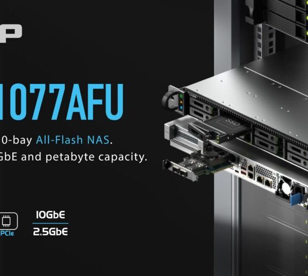 QNAP lanceert de TS-h1077AFU SSD SATA all-flash NAS met hoge dichtheid gebaseerd op ZFS met 10 sleuven