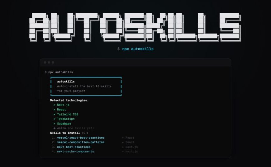 Autoskills belooft om in één commando de AI-vaardigheden te installeren volgens jouw stack