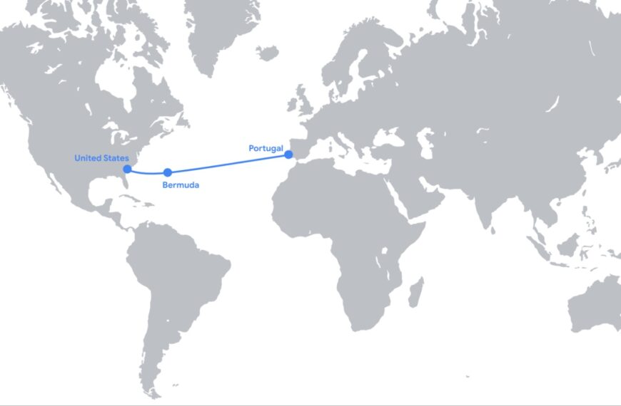 Nuvem landt: Google versterkt zijn Atlantische dataroute