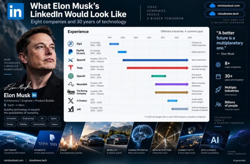 Zo zou Elon Musk’s LinkedIn eruitzien: acht bedrijven en 30 jaar technologie