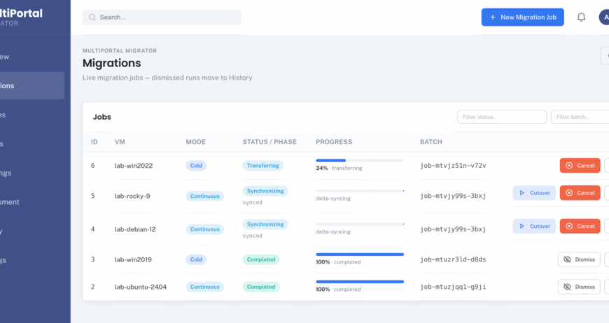 MultiPortal Migrator brengt VMware-virtuele machines naar Proxmox zonder te wachten tot het weekend